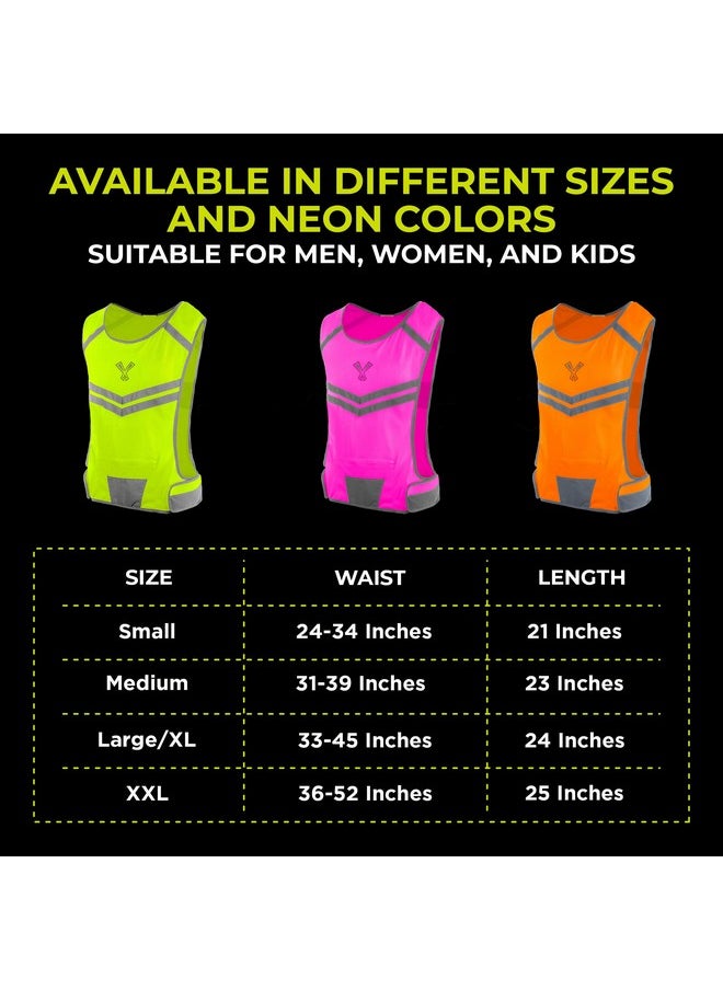 247 Viz - Viz Reflective Vest With Inside Pocket & 2 High Visibility Running Safety Bands Neon Orange Medium - Image 1