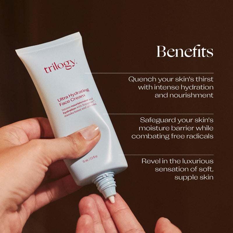 Trilogy Ultra Hydrating Face Cream, Intense Moisture for Dry Skin with Rosehip Oil, 2.5 fl oz - Image 3