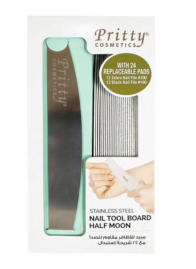 Pritty - SS NAIL TOOL BOARD HALF MOON W 24 PADS - Image 1