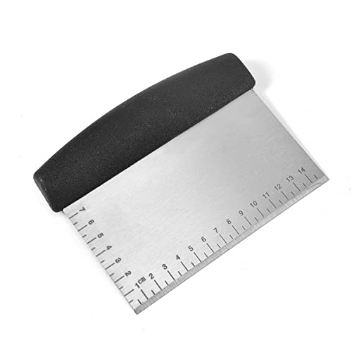HENIJ Kitchen Dough and Pastry Scraper/Chopper, Stainless Steel Dough Cutter, Multi-Purpose Scale-Cake, Pizza Cutter-Pastry Bread Separator Scale Bench Knife. (Black, Pack of 1) - Image 1