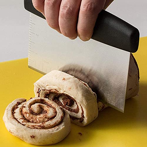 HENIJ Kitchen Dough and Pastry Scraper/Chopper, Stainless Steel Dough Cutter, Multi-Purpose Scale-Cake, Pizza Cutter-Pastry Bread Separator Scale Bench Knife. (Black, Pack of 1) - Image 5