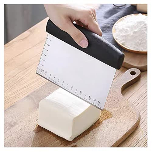 HENIJ Kitchen Dough and Pastry Scraper/Chopper, Stainless Steel Dough Cutter, Multi-Purpose Scale-Cake, Pizza Cutter-Pastry Bread Separator Scale Bench Knife. (Black, Pack of 1) - Image 2