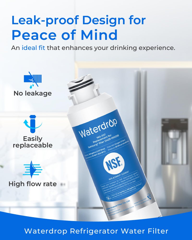 Waterdrop DA29-00020B Refrigerator Water Filter, Replacement for Samsung HAF-CIN/EXP, DA29-00020B-1, Reduce Lead, Benzene, Chlorine, bad Taste and Odor, 4 Filters(Package May Vary) - Image 4