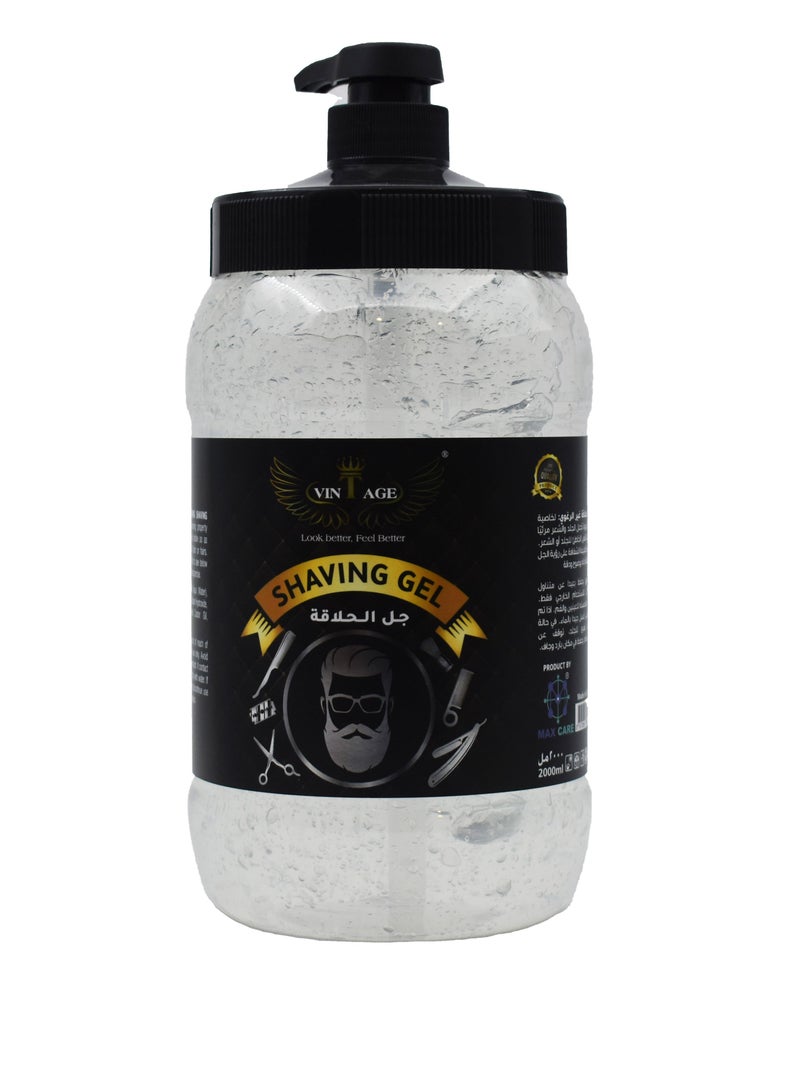 ماكس كير جل حلاقة احترافي للرجال من VINTAGE بتركيبة طبيعية شفافة مع زيت الخروع فيتامين E بجودة الحلاقة الاحترافية (2000 مللي) - Image 1