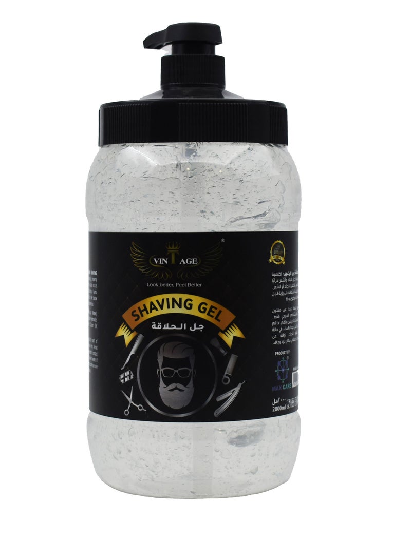 ماكس كير جل حلاقة احترافي للرجال من VINTAGE بتركيبة طبيعية شفافة مع زيت الخروع فيتامين E بجودة الحلاقة الاحترافية (2000 مللي) - Image 2