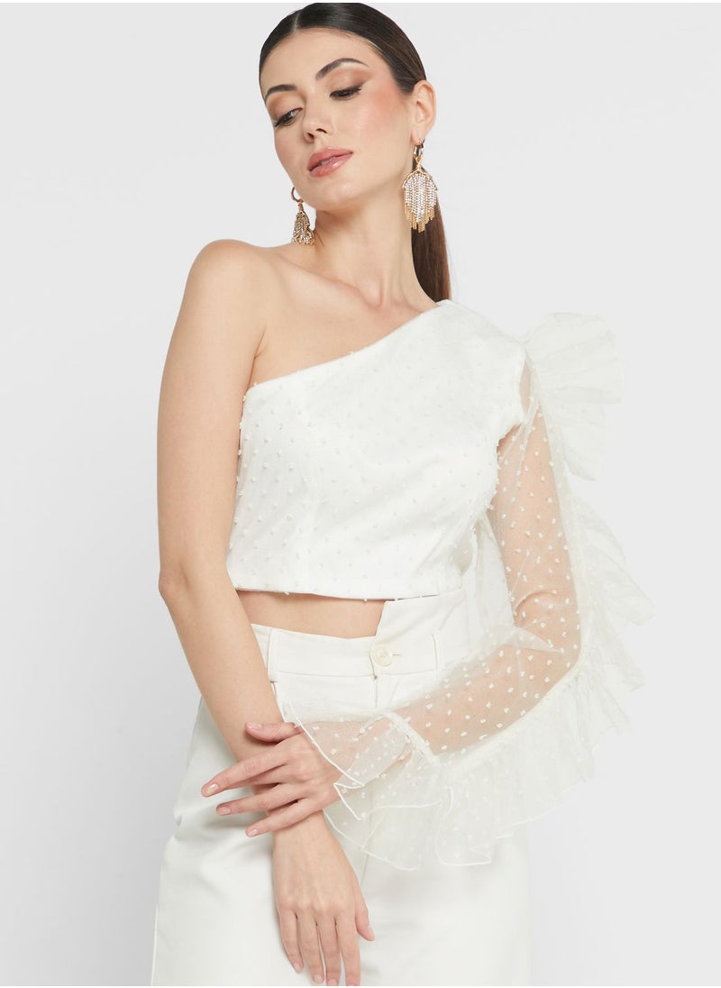 Ella Limited Edition - Ruffle Sleeve One Shoulder Top - Image 1