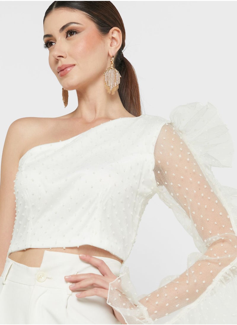 Ella Limited Edition - Ruffle Sleeve One Shoulder Top - Image 1