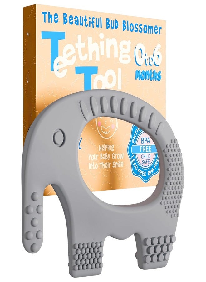 lizepto Baby Toy – 2 in 1 Teether for Infants | Silicone & Neem Wood Teether | BPA Free, Soft, Safe & Non-Toxic Chewing Toy for Babies | Natural Soothing Relief (Light Blue Elephant) - Image 1