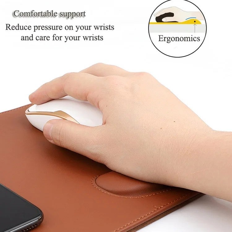 Y&D Leather Desk Pad with Wireless Charging, Extended Ergonomic Gaming Mouse Pad & Wrist Rest, Premium Smart Charger - Image 5