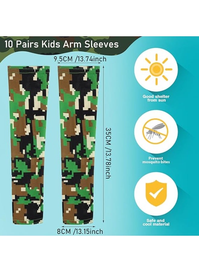 ChicAbode 10 Pairs Arm Sleeves for Kids UV Sun Protection Sleeves Compression Sleeves Cooling Arm Cover Boys Girls Outdoor Sports - Image 3