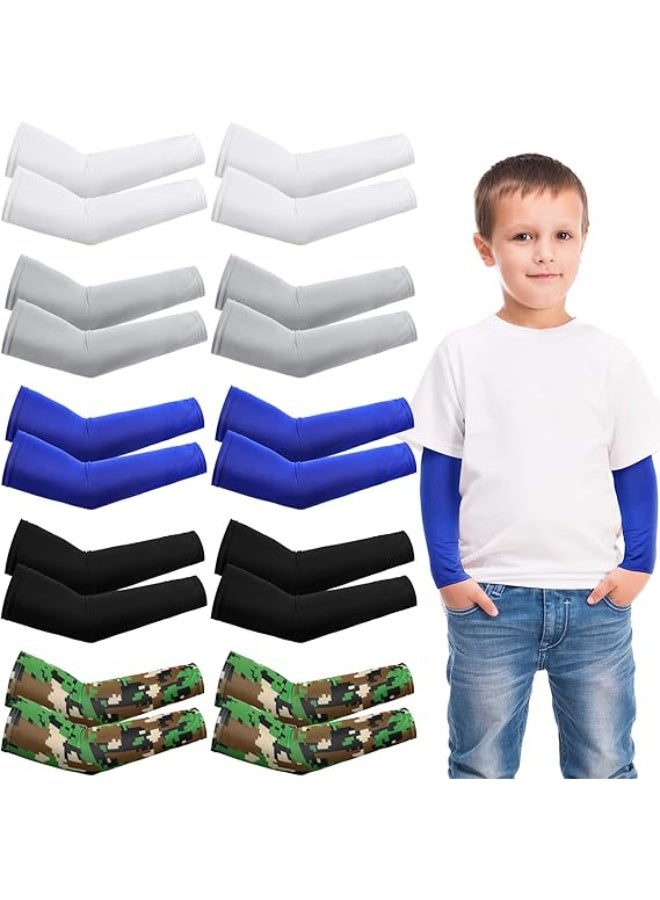 ChicAbode 10 Pairs Arm Sleeves for Kids UV Sun Protection Sleeves Compression Sleeves Cooling Arm Cover Boys Girls Outdoor Sports - Image 1