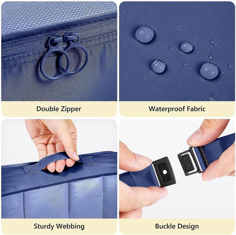 TS WITH TECHSUN 7 Pcs Travel Organizer Pouch Packing Cubes for Clothes Space Savers Bags Cosmetics/Underwear/Socks/Shoes Toiletry Bag Laundry Organiser (Nylon) (Navy Blue) - Image 3