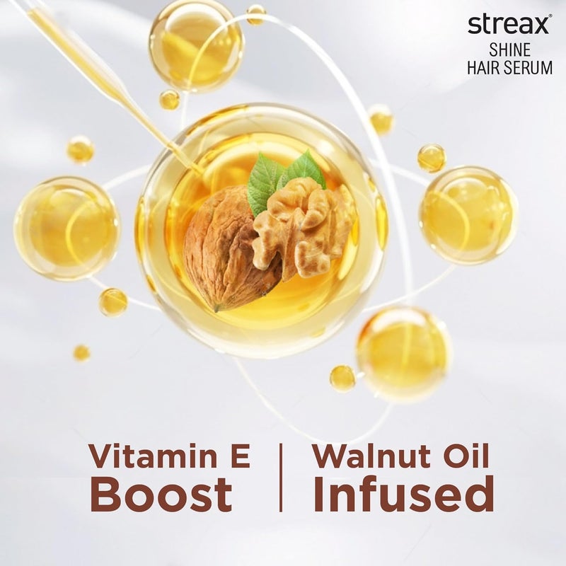 Streax Hair Serum 115ml Vitalized with Walnut Oil For Hair Smoothening Shine Hair Serum for dry frizzy hair for men and women - Image 4