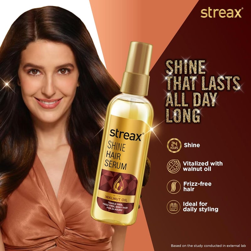 Streax Hair Serum 115ml Vitalized with Walnut Oil For Hair Smoothening Shine Hair Serum for dry frizzy hair for men and women - Image 3
