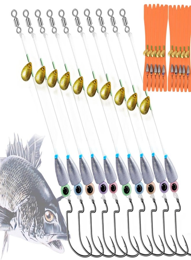 DAMIDEL 10Pcs Fishing Bullet Weights Texas Rigs Ready Kitg,Worms, Sinker (10g/7g/5g), Worm Hooks, Carbon line,Spinner Blades，Eye Beads Bait, Fishing Bass Rig Saltwater Freshwater(5g) - Image 1