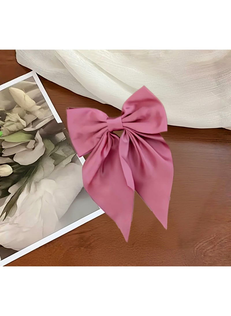 Polyester Single Layered Cashmere Hair Bow Barrette - Image 2