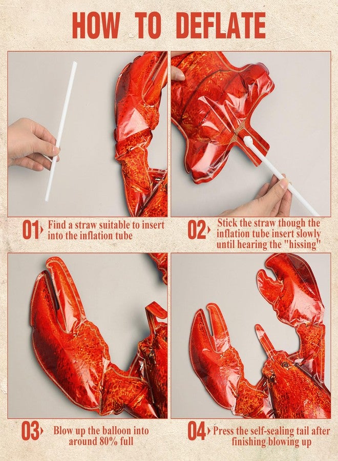 Silipull 5 Pcs Sea Animal Balloons Decorative Fish Net Set Crab Lobster Fish Foil Balloons Ocean Nautical Themed Party Decorations for Under The Sea Pirate Birthday Party Decorations(Crawfish) - Image 2