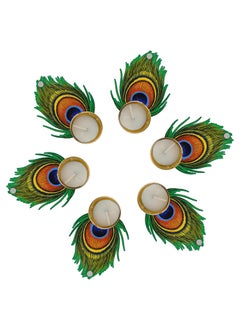 Webelkart Webelkart Premium Handmade Mor Pankh Tealight Candle Holder for Diwali Decoratoin|Tealight Candles for Rangoli Decoration| Diwali Gifting Items (4.5" Inches Set of 6)  - Image 4