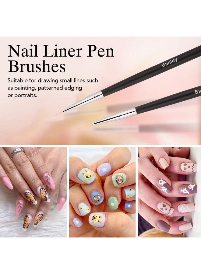 Banidy Nail Art Brushes for Gel Nail Art Nail Design Brush Tools Dual-Head Pen Painting Set Include Nail Extension Gel Brush Nail Art Liner Brush Nail Dotting Pen for DIY Manicure Gel Polish - Image 4