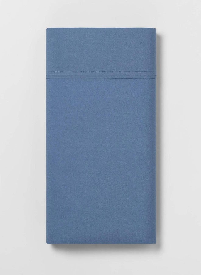 THRESHOLD Ultra Soft 100% Cotton Blue Flat Sheet 300 Thread Count - Twin XL - Image 1