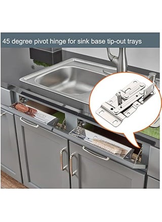 Dumping Tray Hinges，Flip-Out Tray Hinge，Cabinet Organizer Spring Hinges，Sink Drawer Tip Out Tray Kit，Standard Sink Hinges Scissor Hinges 45 Degree Pivot Hinge for Sink Base Tip-Out Trays2pcs(Steel) - pzsku/Z6F17824CA5B8B40711BEZ/45/_/1740661666/7c930843-66de-468e-bb72-0f061968d8af
