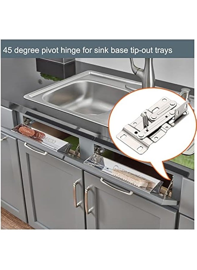 Dumping Tray Hinges，Flip-Out Tray Hinge，Cabinet Organizer Spring Hinges，Sink Drawer Tip Out Tray Kit，Standard Sink Hinges Scissor Hinges 45 Degree Pivot Hinge for Sink Base Tip-Out Trays2pcs(Steel)