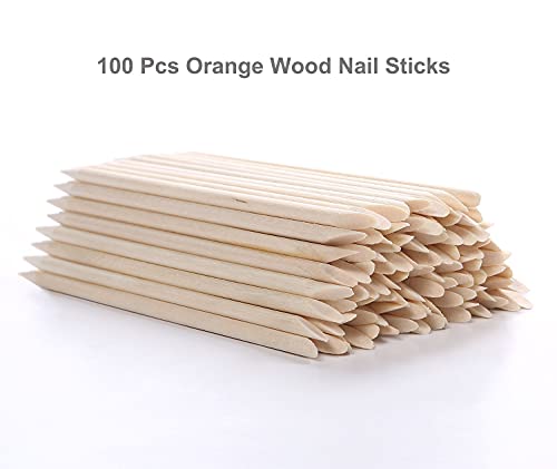 HOOMBOOM 100Pcs Orange Wood Sticks for Nails, HOOMBOOM Double Sided Cuticle Pusher Remover Nail Art Manicure Pedicure Tool for Manicure Pedicure - Image 2