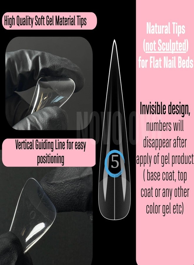 NOVO OVO Halloween XXL Straight Sharp Stiletto Natural Nail Tips Press on (not Sculpted), Normal Thick Extra Long Soak Off Soft Gel Fake Nail Extension, Full Cover False Nails for 12 Sizes 240 pcs - Image 4