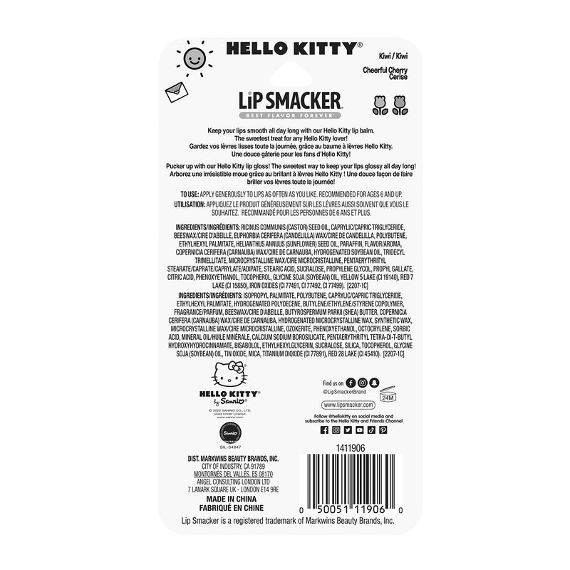 Lip Smacker Lippy Pals Swirls, Sanrio Hello Kitty, Flavored Moisturizing & Smoothing Soft Shine Lip Balm, Hydrating & Protecting Fun Tasty Glossy Finish, Cruelty-Free & Vegan - Cheerful Cherry, Kiwi - Image 5