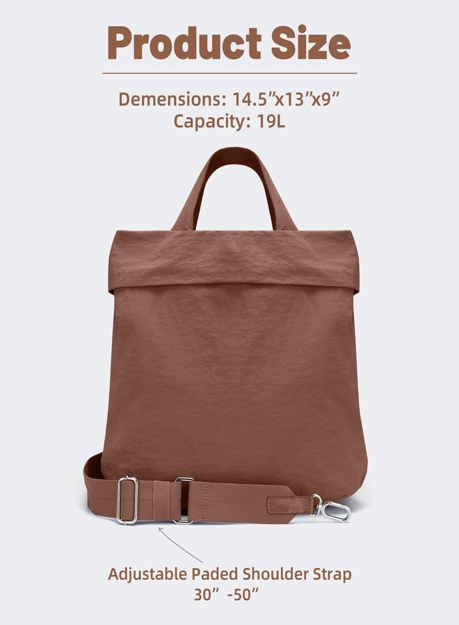 FODOKO Hobo Crossbody Bags 2.0, 19L Large Totes Handbags with Straps for Women, Multi Nylon Shoulder Bags for Gym Travel Brown - Image 3