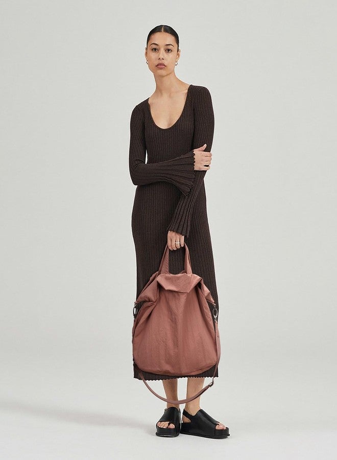 FODOKO Hobo Crossbody Bags 2.0, 19L Large Totes Handbags with Straps for Women, Multi Nylon Shoulder Bags for Gym Travel Brown - Image 2