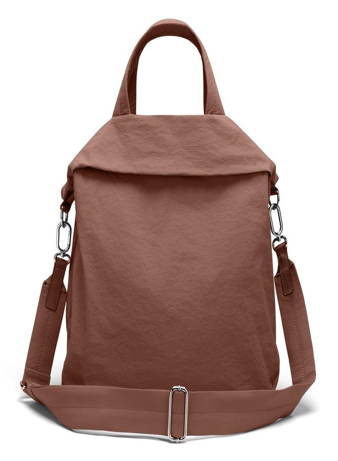 FODOKO Hobo Crossbody Bags 2.0, 19L Large Totes Handbags with Straps for Women, Multi Nylon Shoulder Bags for Gym Travel Brown - Image 1