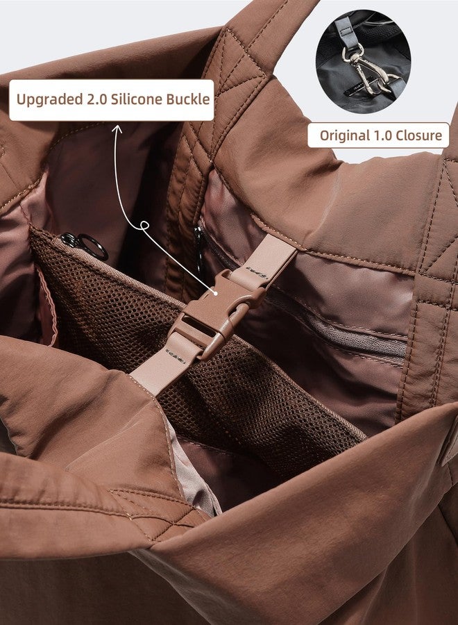FODOKO Hobo Crossbody Bags 2.0, 19L Large Totes Handbags with Straps for Women, Multi Nylon Shoulder Bags for Gym Travel Brown - Image 4