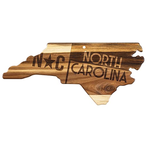 Totally Bamboo Rock  Branch Origins Series North Carolina State Shaped Cutting Board and Charcuterie Serving Tray Includes Hang Tie for Wall Display 18 x 8 x 06