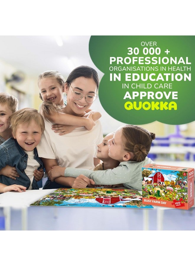 QUOKKA 100 Piece Puzzles for Kids Ages 4-6 - Floor Kids Puzzles Ages 6-8 Year Old - Toy for Learning Farm Animals for 8-10 yo - Jigsaw Toddler Game for Boy and Girl Ages 3-5 - Image 2