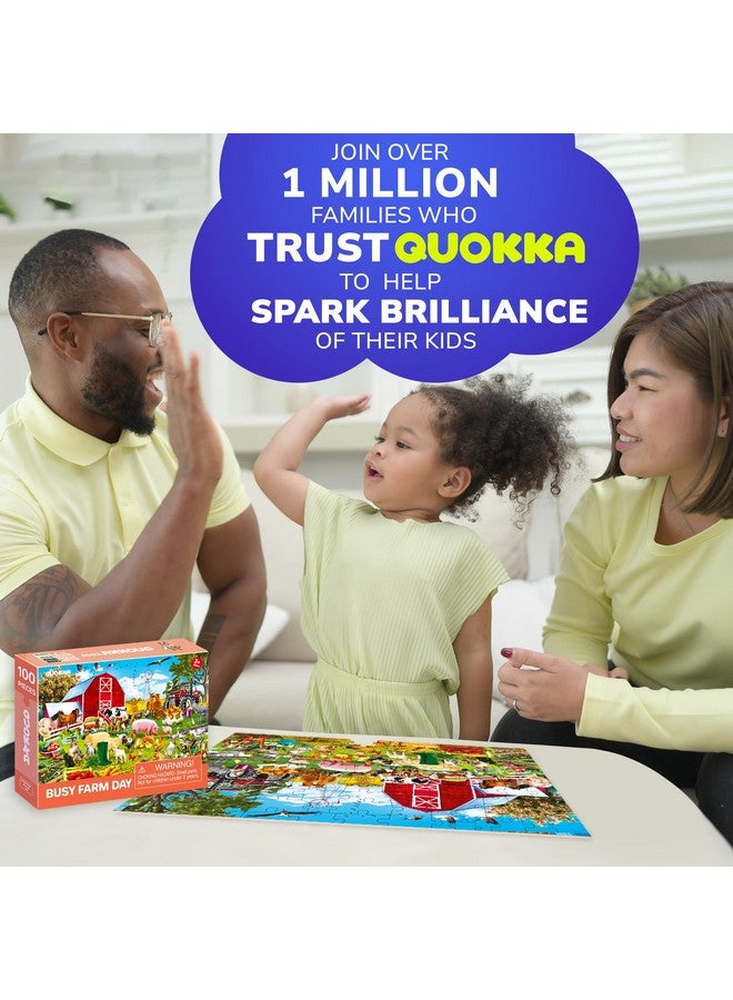 QUOKKA 100 Piece Puzzles for Kids Ages 4-6 - Floor Kids Puzzles Ages 6-8 Year Old - Toy for Learning Farm Animals for 8-10 yo - Jigsaw Toddler Game for Boy and Girl Ages 3-5 - Image 5