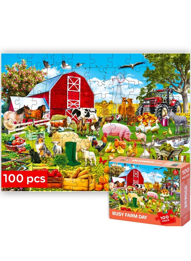 QUOKKA 100 Piece Puzzles for Kids Ages 4-6 - Floor Kids Puzzles Ages 6-8 Year Old - Toy for Learning Farm Animals for 8-10 yo - Jigsaw Toddler Game for Boy and Girl Ages 3-5 - Image 1