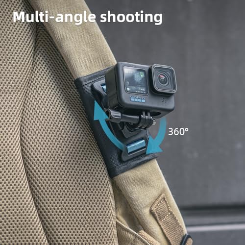 SKEZN Backpack Shoulder Strap Mount Camera with Adjustable Shoulder Pad and 360 Degree Rotating Base, Bag Belt Holder Clip Compatible with GoPro Hero 13/12/11/9/8, DJI Action 5 Pro/4/3, AKASO and More - Image 3