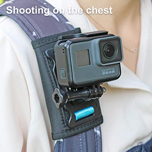 SKEZN Backpack Shoulder Strap Mount Camera with Adjustable Shoulder Pad and 360 Degree Rotating Base, Bag Belt Holder Clip Compatible with GoPro Hero 13/12/11/9/8, DJI Action 5 Pro/4/3, AKASO and More - Image 5