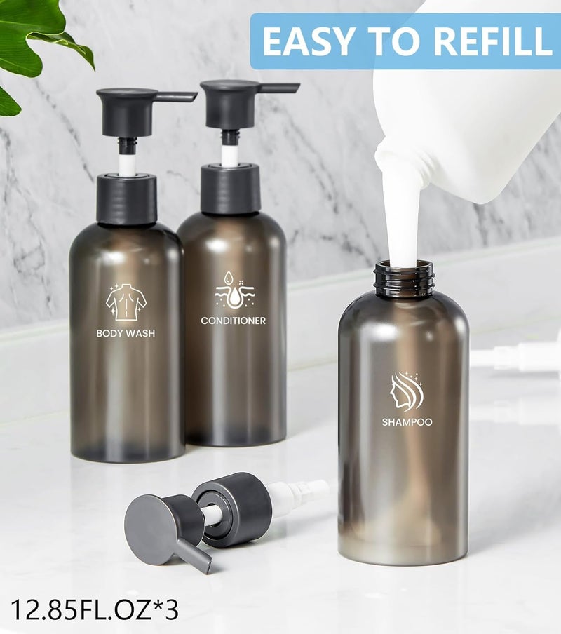 KASTWAVE Shampoo Dispenser for Shower, 3 Chamber Wall Mounted Soap Dispenser, No Drill Shampoo & Conditioner Dispenser for Bathroom, Black - Image 5