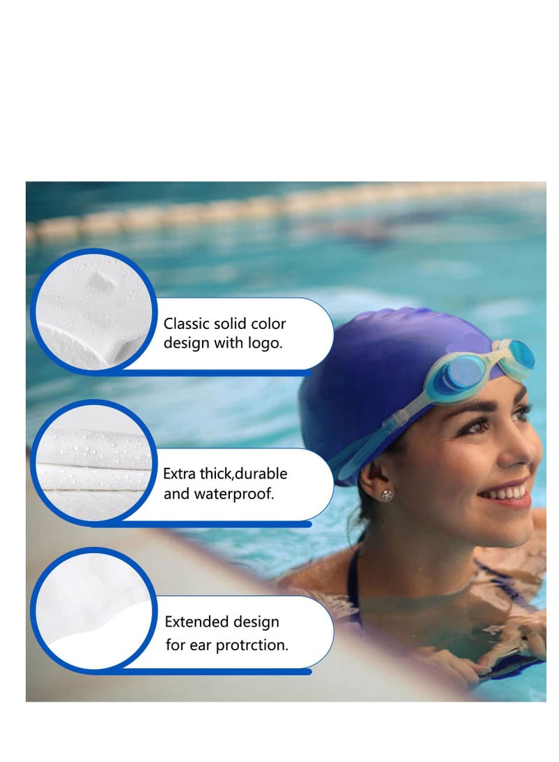 SYOSI Silicone Swim Cap for Women Men Extra Large Special Design Swimming Cap Waterproof Bathing Cap Swim Hat for Very Long Hair Braids Thick Curly Hair Keep Your Hair Dry - Image 2