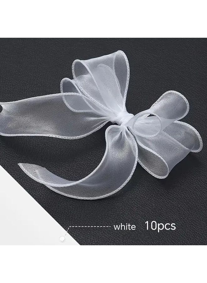Handcrafted Satin Ribbon Bows Seaweed Color For Gift Wrapping Wedding DIY Crafts - Image 1