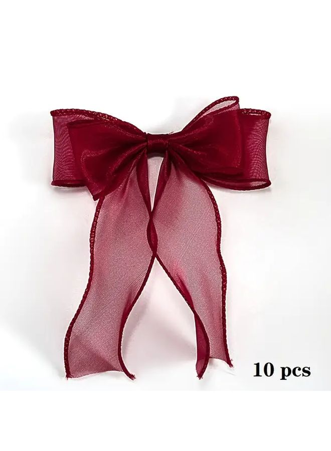 Handcrafted Satin Ribbon Bows Seaweed Color For Gift Wrapping Wedding DIY Crafts - Image 5