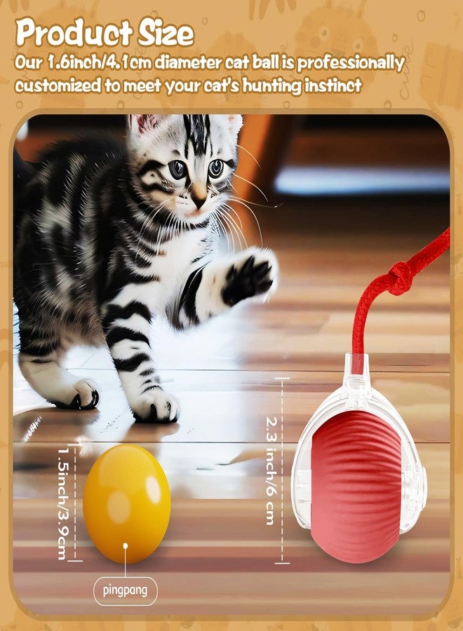 Eiruseed Interactive Cat Ball Toys for Indoor Cats, Upgraded Automatic Cat Toys for Bored Indoor Adult Kitty, Peppy Pet Ball for Cats, 360°Smart Rolling Kitty Balls Toy (Red) - Image 5