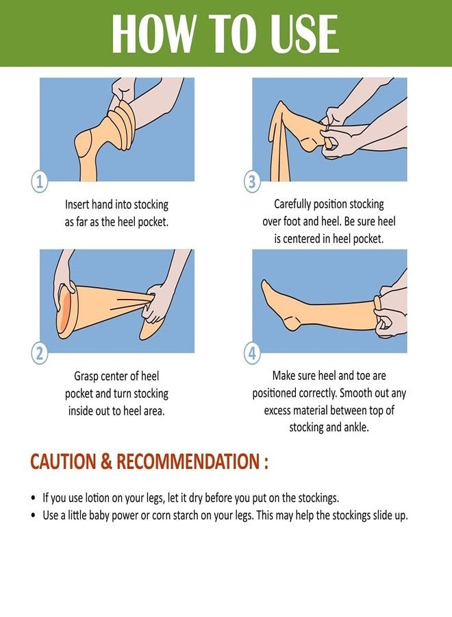 JUST RIDER جوارب ضغط قطنية من جست رايدر بطول الفخذ لعلاج الدوالي (بيج، مقاس متوسط) - Image 4