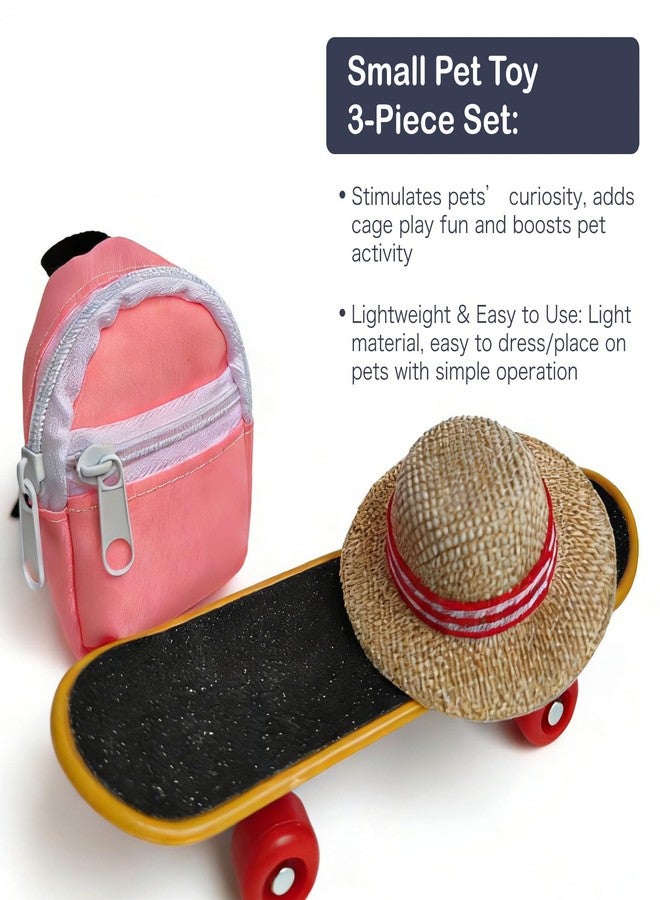 hokable 3 Pack Bearded Dragon Toy Set Includes a Bearded Dragon Backpack, an Adjustable hat, and a mini Skateboard Toy, for Small Reptile Pets Such as Lizards, Hamsters, Parrots, and Turtles.（Pink） - Image 4