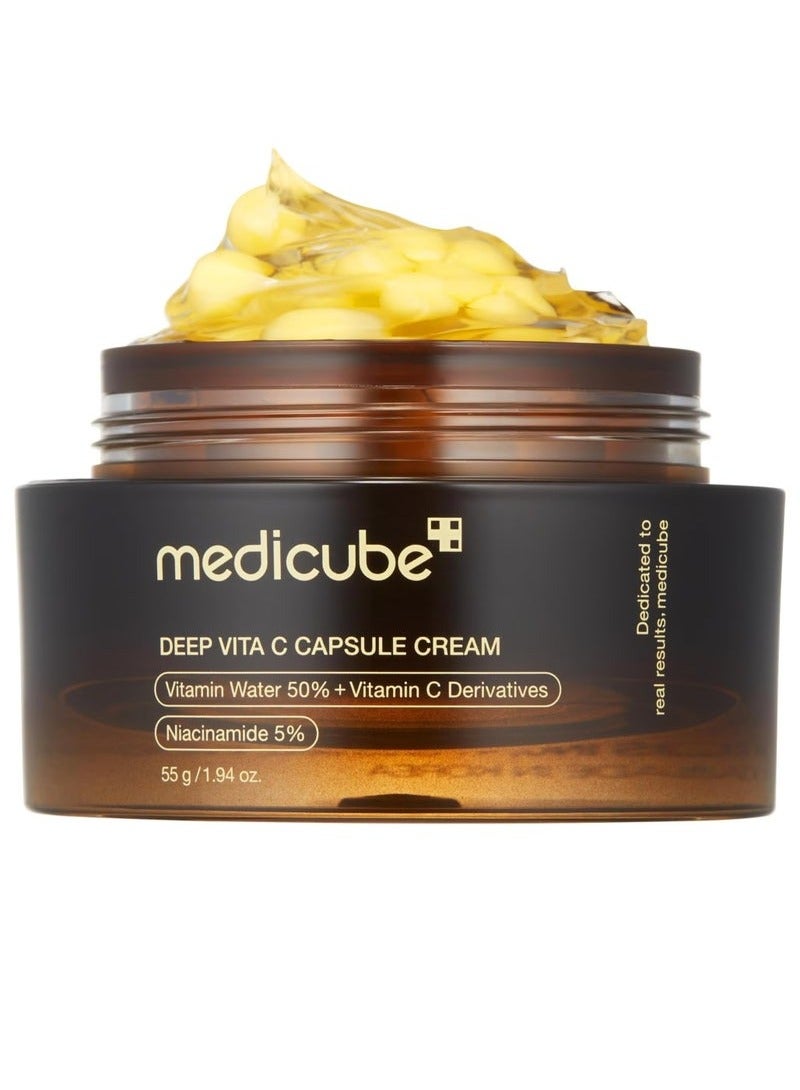 ميديكيوب Medicube Deep Vitamin C Capsule Golden Capsule Moisturizer ، كبسولات شحمية للتجاعيد ، إشراق الجلد ، هلام شفاف لترطيب التوهج ، العناية بالبشرة الكورية 1.94 أوقية - Image 1