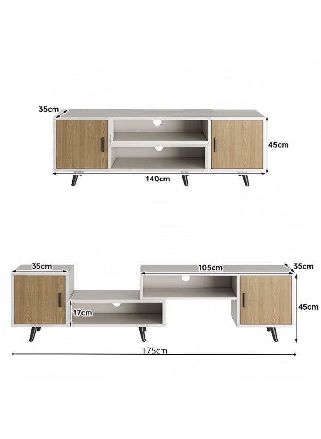 NEWLAN 140-175cm TV Stand with Storage, Modern Entertainment Center, 2-in-1 Extendable TV Stand for Living Room, Office, Bedroom. - Image 3