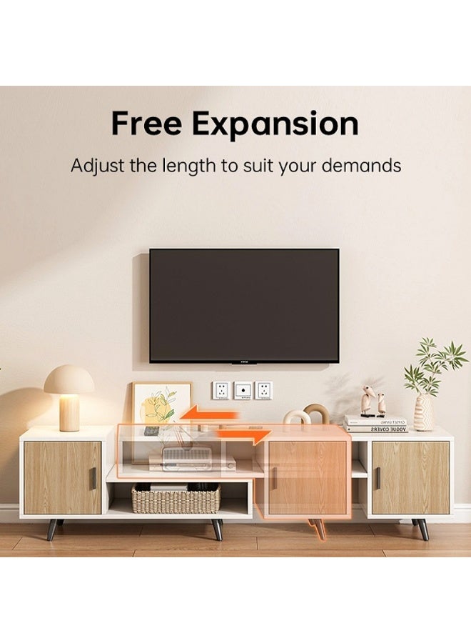 NEWLAN 140-175cm TV Stand with Storage, Modern Entertainment Center, 2-in-1 Extendable TV Stand for Living Room, Office, Bedroom. - Image 2