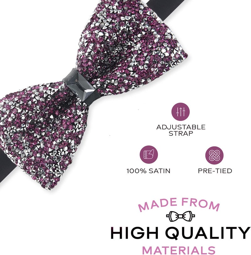 Man of Men Rhinestone Bow Ties for Men - Pre Tied Sequin Bowties Men with Adjustable Length, Jewel Bow Tie - Image 2